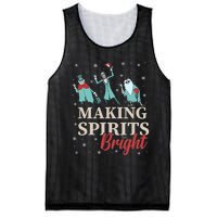 Making Spirits Bright Christmas Haunted Ghosts Mesh Reversible Basketball Jersey Tank