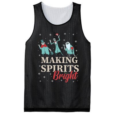 Making Spirits Bright Christmas Haunted Ghosts Mesh Reversible Basketball Jersey Tank