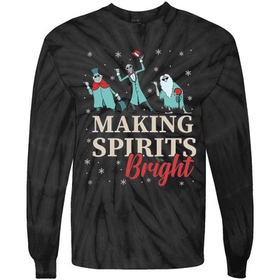 Making Spirits Bright Christmas Haunted Ghosts Tie-Dye Long Sleeve Shirt