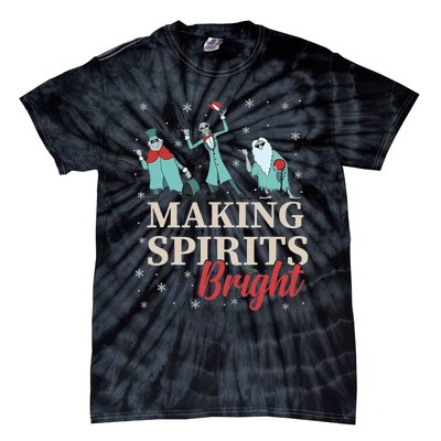 Making Spirits Bright Christmas Haunted Ghosts Tie-Dye T-Shirt