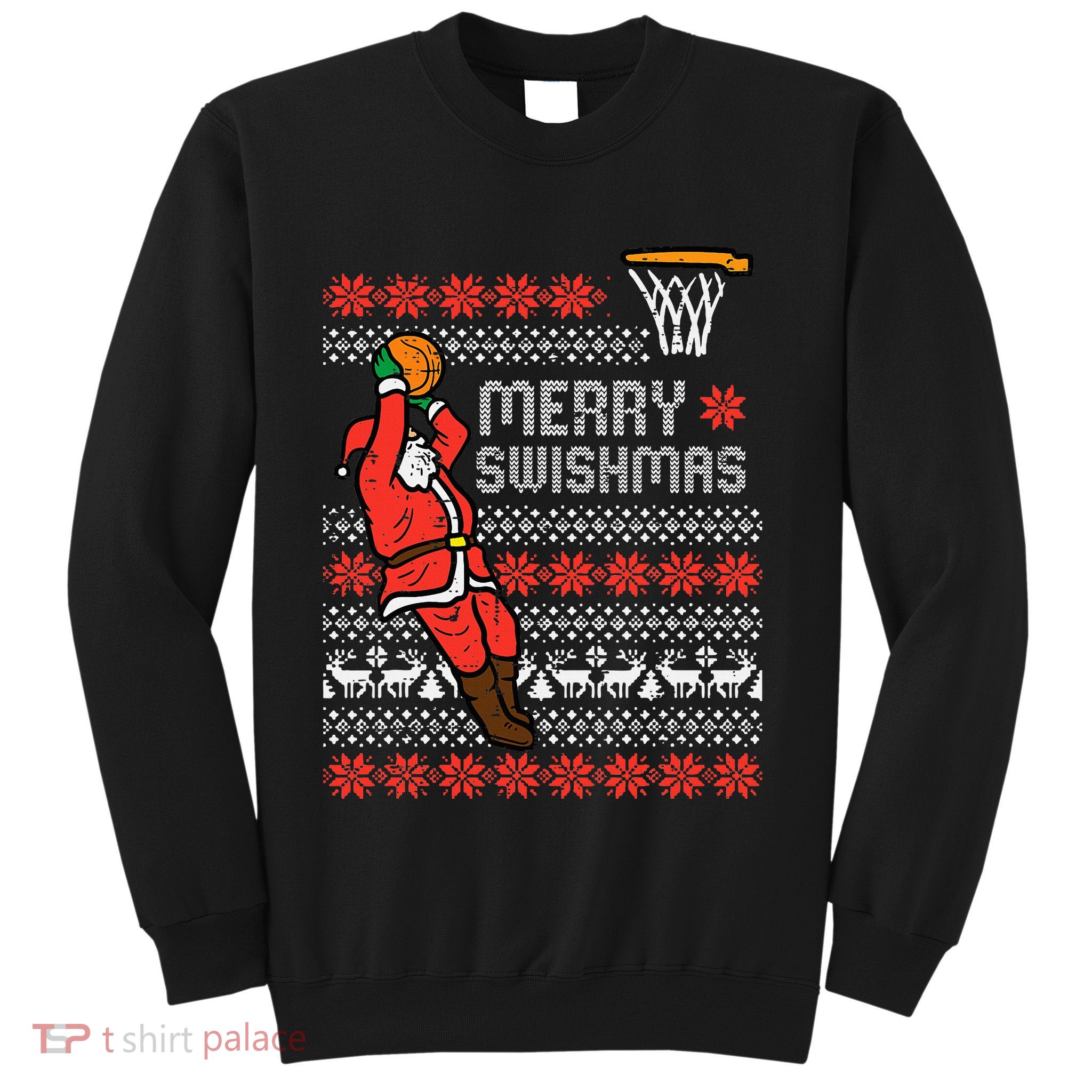 Merry Swishmas Basketball Ugly Christmas Xmas Sweatshirt