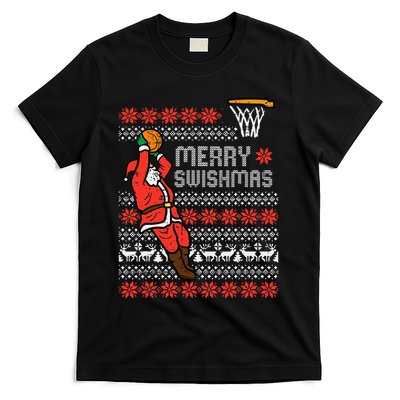 Merry Swishmas Basketball Ugly Christmas Xmas T-Shirt