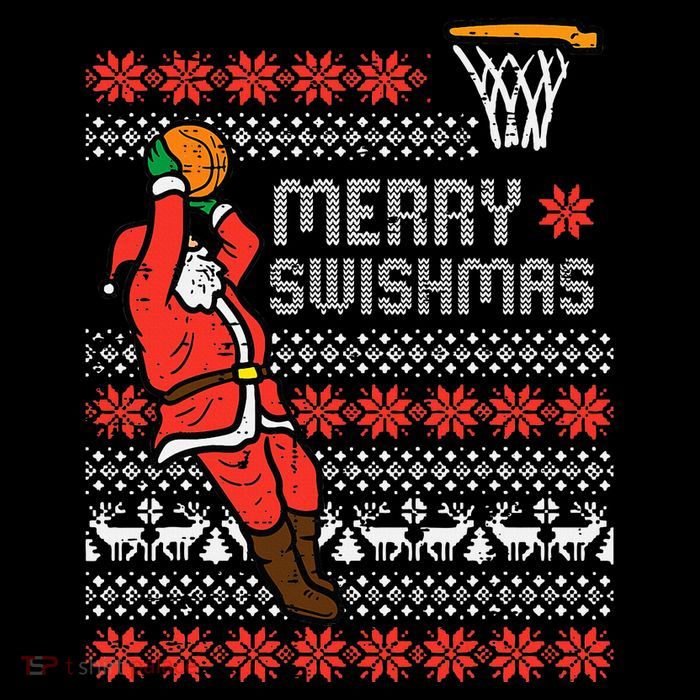 Merry Swishmas Basketball Ugly Christmas Xmas Sustainable Bucket Hat