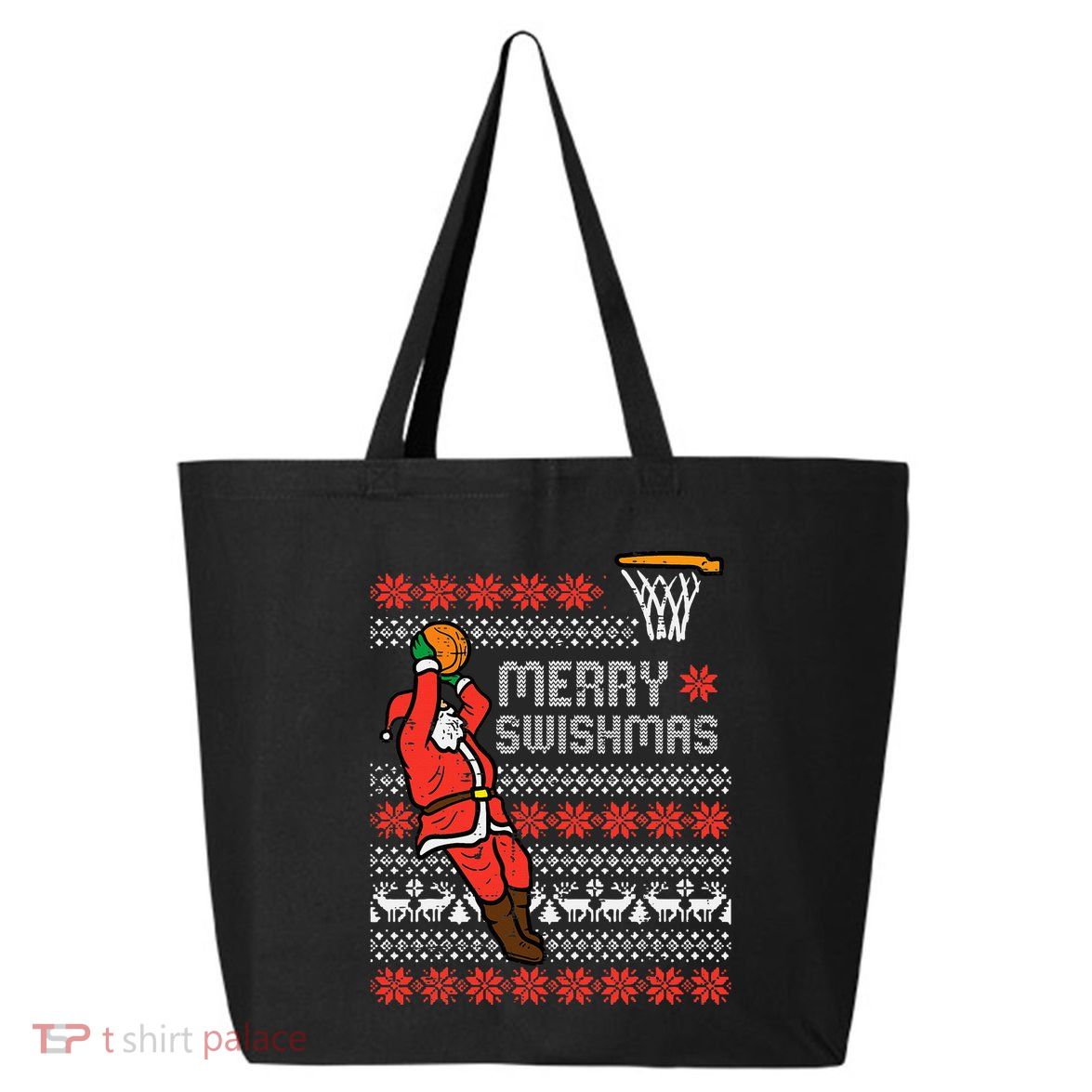 Merry Swishmas Basketball Ugly Christmas Xmas 25L Jumbo Tote