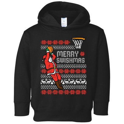 Merry Swishmas Basketball Ugly Christmas Xmas Toddler Hoodie