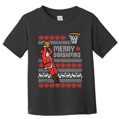 Merry Swishmas Basketball Ugly Christmas Xmas Toddler T-Shirt