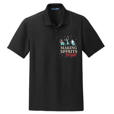 Making Spirits Bright Christmas Haunted Ghosts Dry Zone Grid Polo