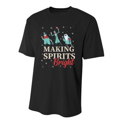 Making Spirits Bright Christmas Haunted Ghosts Youth Performance Sprint T-Shirt