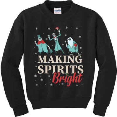 Making Spirits Bright Christmas Haunted Ghosts Kids Sweatshirt