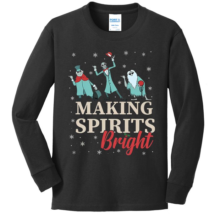 Making Spirits Bright Christmas Haunted Ghosts Kids Long Sleeve Shirt