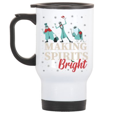 Making Spirits Bright Christmas Haunted Ghosts Stainless Steel Travel Mug