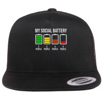 My Social Battery Funny Introverted Low Energy Antisocial Flat Bill Trucker Hat