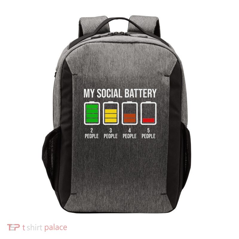 My Social Battery Funny Introverted Low Energy Antisocial Vector Backpack
