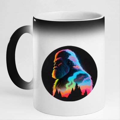 Mystical Sasquatch Bigfoot Colorful 11oz Black Color Changing Mug