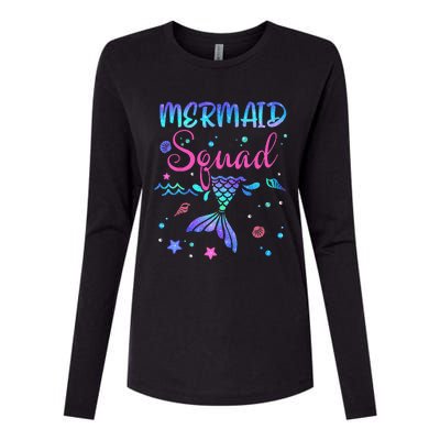 Mermaid Squad Birthday Mermaid Tail Family Matching Beach Gift Womens Cotton Relaxed Long Sleeve T-Shirt