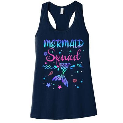 Mermaid Squad Birthday Mermaid Tail Family Matching Beach Gift Women's Racerback Tank