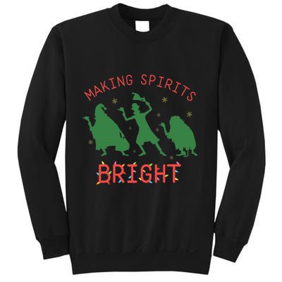Making Spirits Bright Hitchhiking Ghosts Funny Christmas Sweatshirt