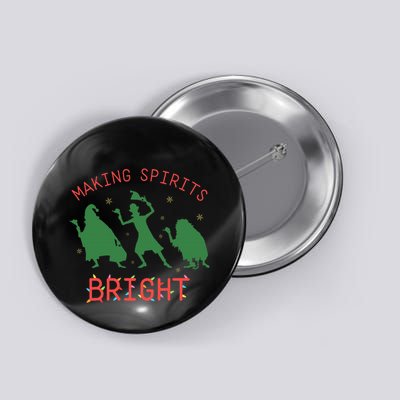 Making Spirits Bright Hitchhiking Ghosts Funny Christmas Button