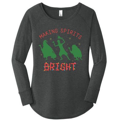 Making Spirits Bright Hitchhiking Ghosts Funny Christmas Women's Perfect Tri Tunic Long Sleeve Shirt