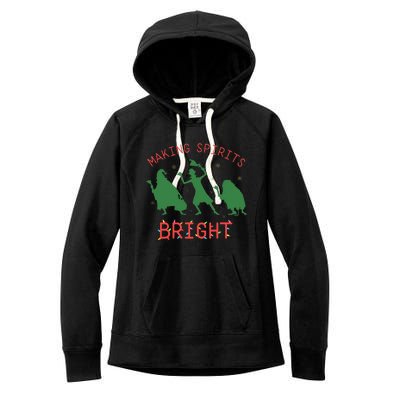 Making Spirits Bright Hitchhiking Ghosts Funny Christmas Women's Fleece Hoodie