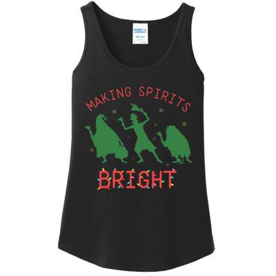 Making Spirits Bright Hitchhiking Ghosts Funny Christmas Ladies Essential Tank