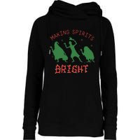 Making Spirits Bright Hitchhiking Ghosts Funny Christmas Womens Funnel Neck Pullover Hood