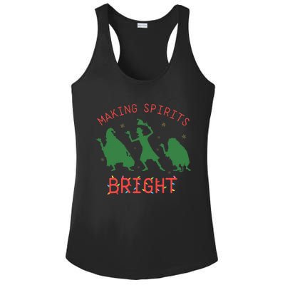 Making Spirits Bright Hitchhiking Ghosts Funny Christmas Ladies PosiCharge Competitor Racerback Tank