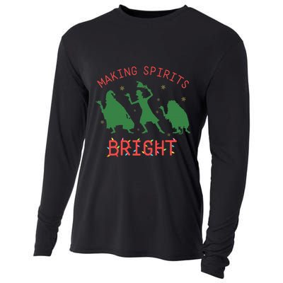 Making Spirits Bright Hitchhiking Ghosts Funny Christmas Cooling Performance Long Sleeve Crew