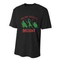 Making Spirits Bright Hitchhiking Ghosts Funny Christmas Youth Performance Sprint T-Shirt
