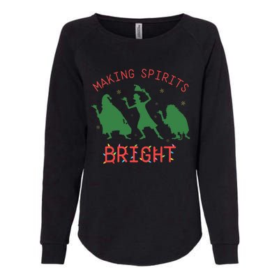 Making Spirits Bright Hitchhiking Ghosts Funny Christmas Womens California Wash Sweatshirt