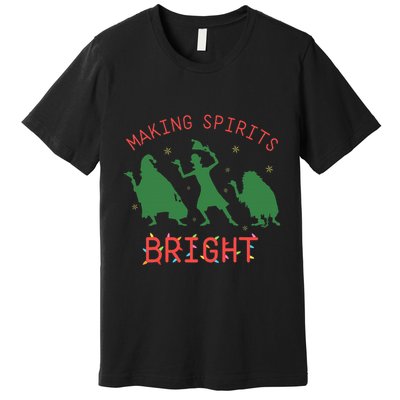 Making Spirits Bright Hitchhiking Ghosts Funny Christmas Premium T-Shirt
