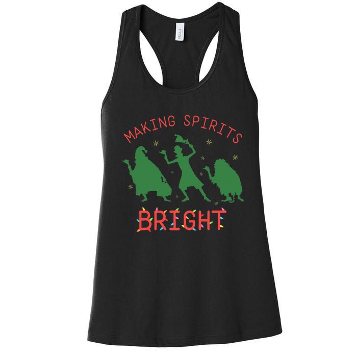 Making Spirits Bright Hitchhiking Ghosts Funny Christmas Women's Racerback Tank