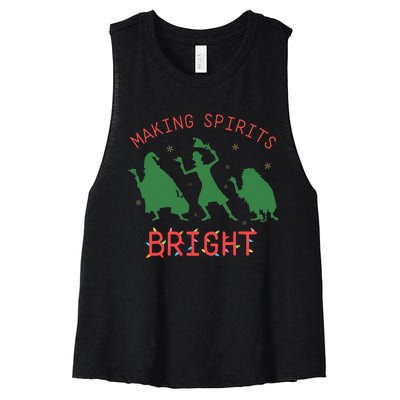 Making Spirits Bright Hitchhiking Ghosts Funny Christmas Women's Racerback Cropped Tank