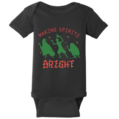 Making Spirits Bright Hitchhiking Ghosts Funny Christmas Baby Bodysuit
