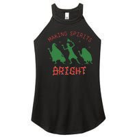 Making Spirits Bright Hitchhiking Ghosts Funny Christmas Women's Perfect Tri Rocker Tank