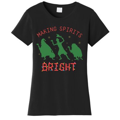 Making Spirits Bright Hitchhiking Ghosts Funny Christmas Women's T-Shirt