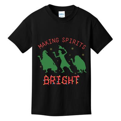 Making Spirits Bright Hitchhiking Ghosts Funny Christmas Kids T-Shirt