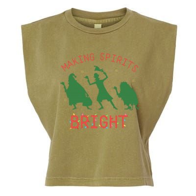 Making Spirits Bright Hitchhiking Ghosts Funny Christmas Garment-Dyed Women's Muscle Tee