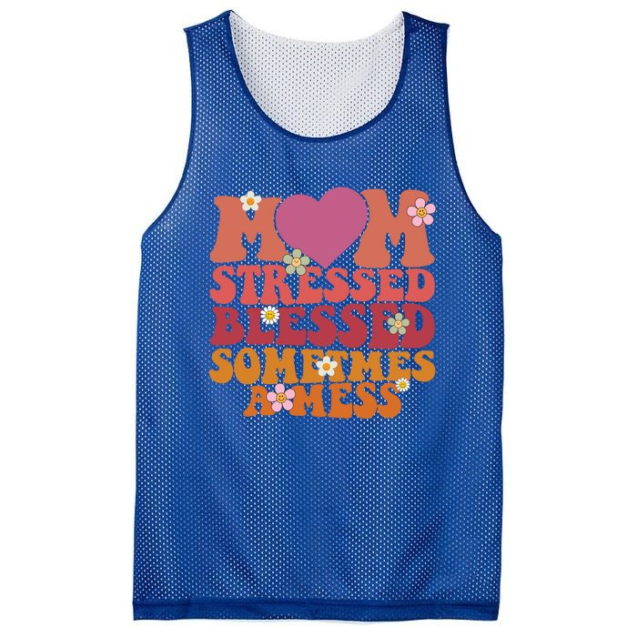 Mom Stressed Blessed Sometimes A Mess Gift Mesh Reversible Basketball Jersey Tank