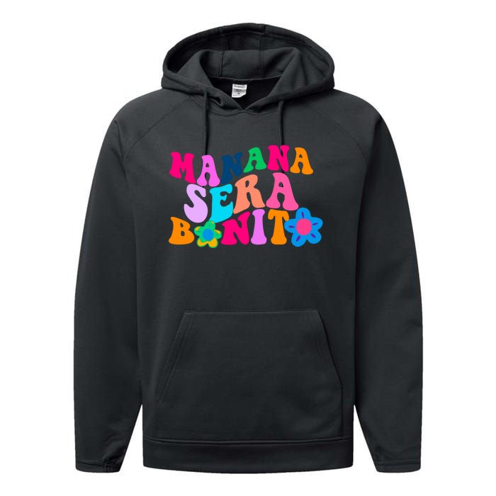 Manana Sera Bonito Words On Back Aesthetic Trendy Performance Fleece Hoodie