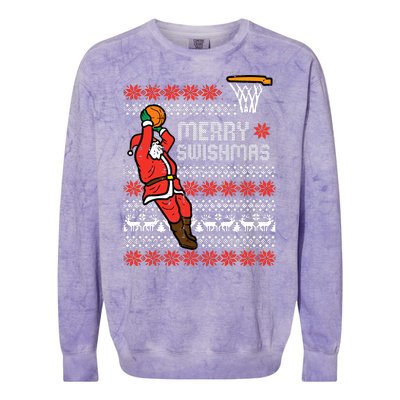 Merry Swishmas Basketball Ugly Christmas Xmas Colorblast Crewneck Sweatshirt