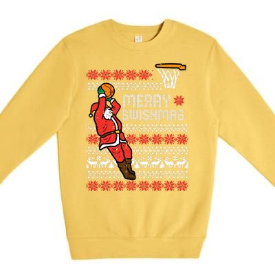 Merry Swishmas Basketball Ugly Christmas Xmas Premium Crewneck Sweatshirt