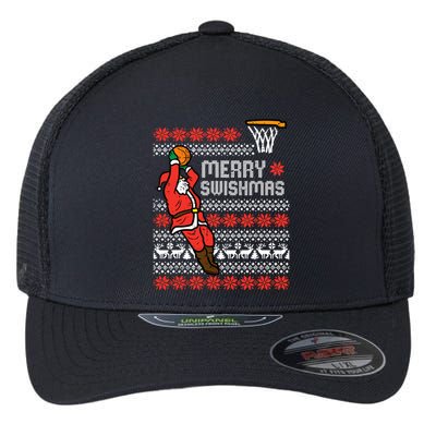 Merry Swishmas Basketball Ugly Christmas Xmas Flexfit Unipanel Trucker Cap