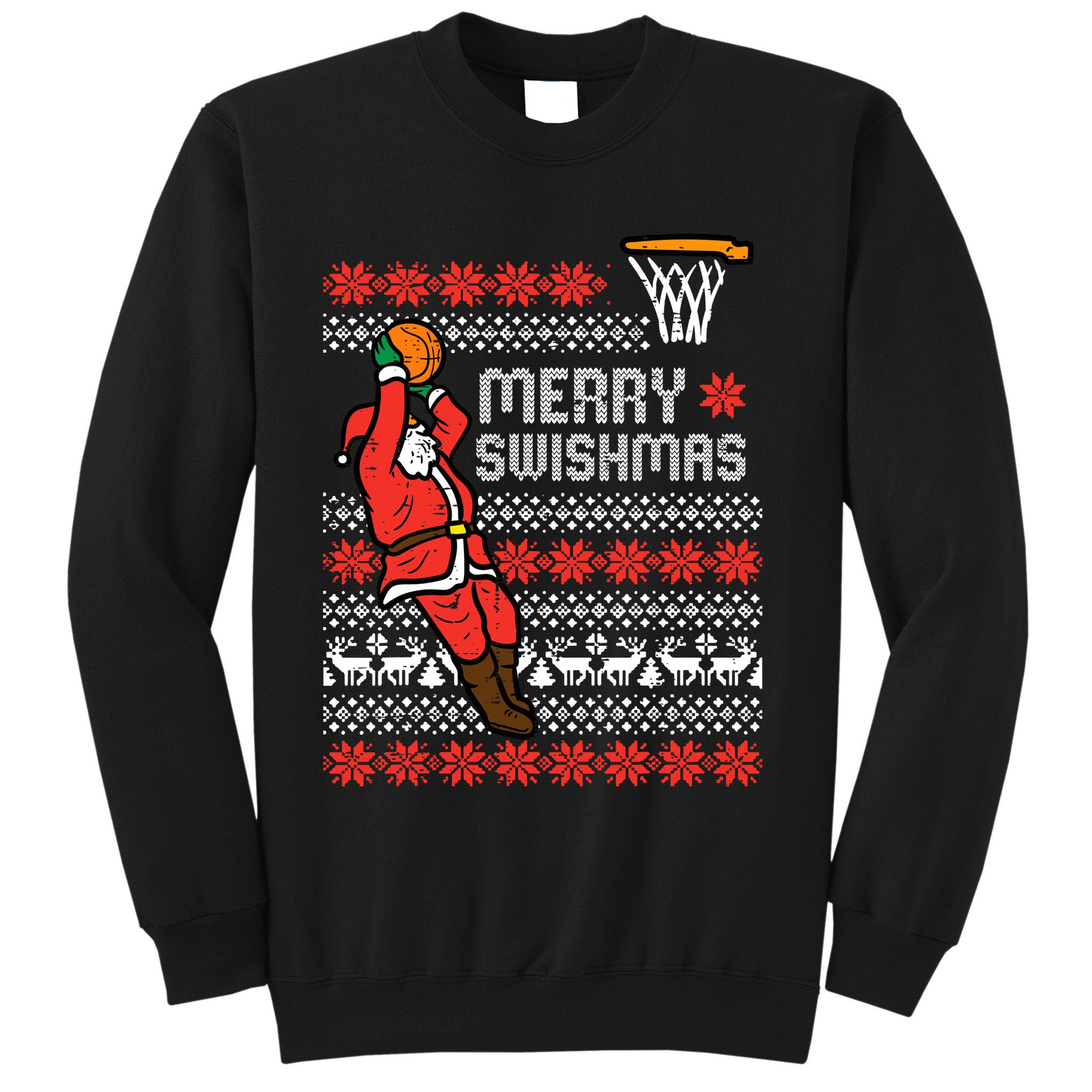 Merry Swishmas Basketball Ugly Christmas Xmas Sweatshirt