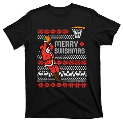 Merry Swishmas Basketball Ugly Christmas Xmas T-Shirt