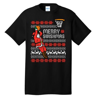 Merry Swishmas Basketball Ugly Christmas Xmas Tall T-Shirt