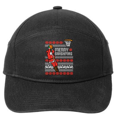 Merry Swishmas Basketball Ugly Christmas Xmas 7-Panel Snapback Hat