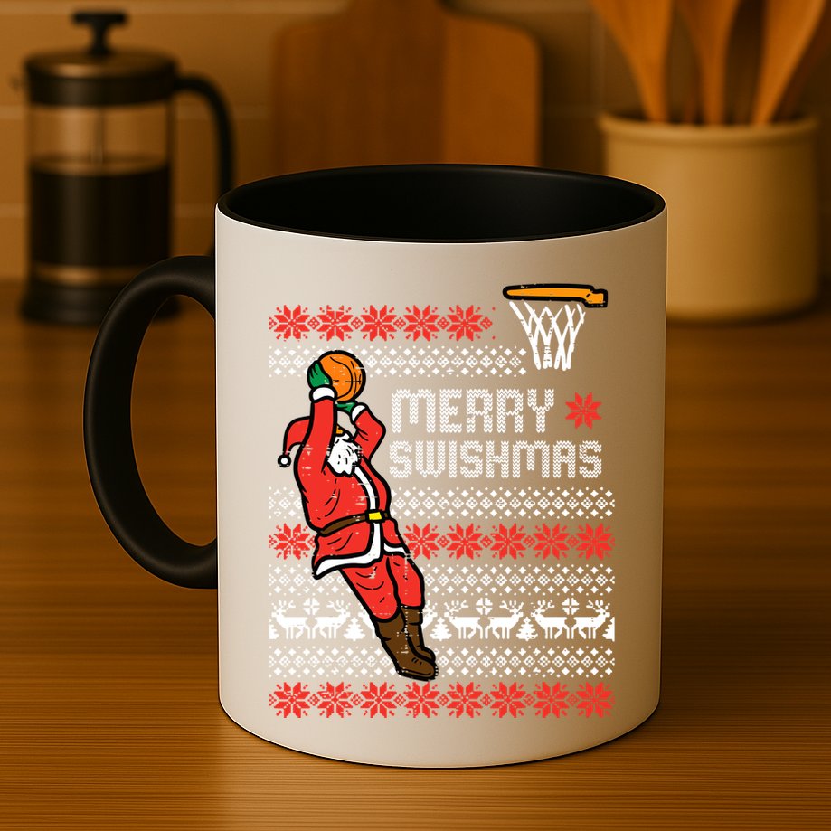 Merry Swishmas Basketball Ugly Christmas Xmas Mug