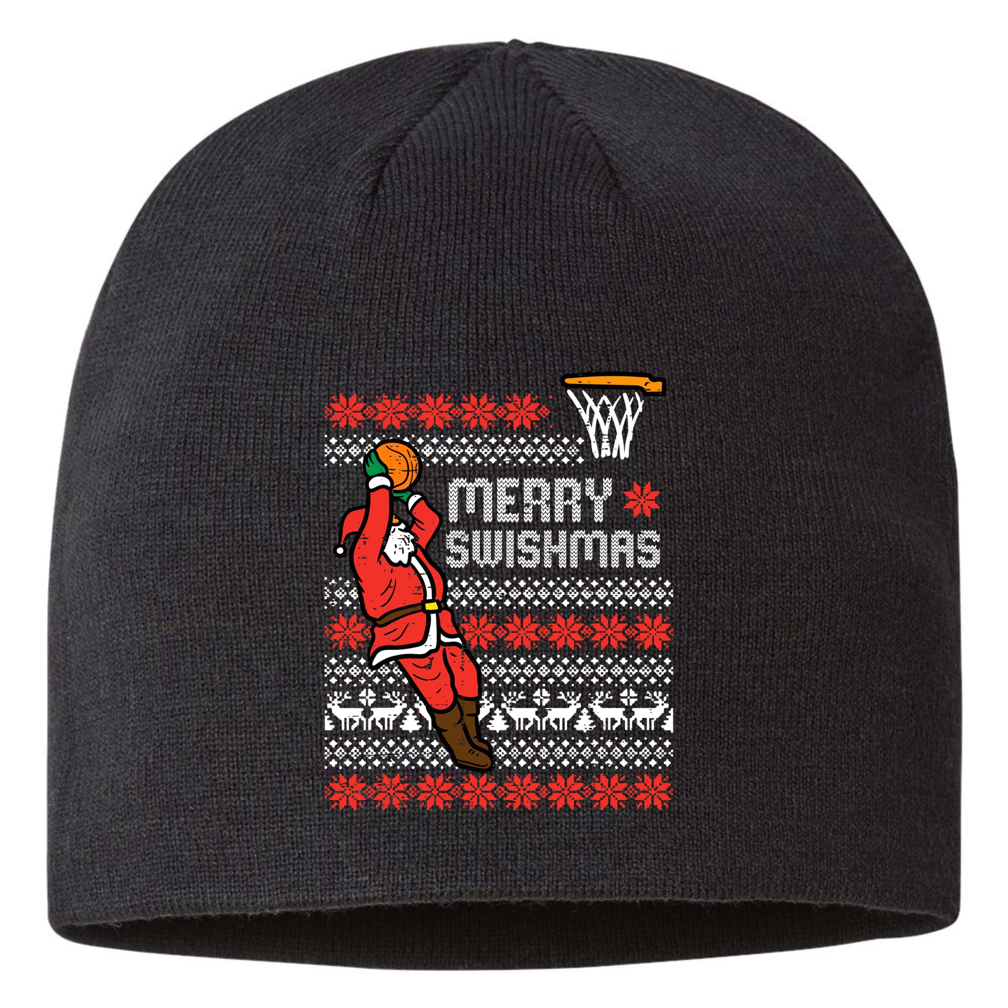 Merry Swishmas Basketball Ugly Christmas Xmas Sustainable Beanie