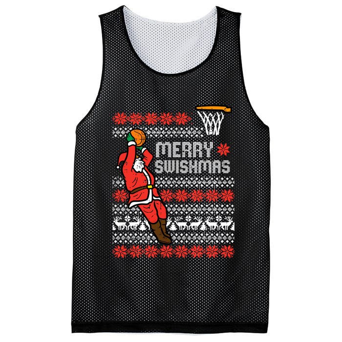 Merry Swishmas Basketball Ugly Christmas Xmas Mesh Reversible Basketball Jersey Tank